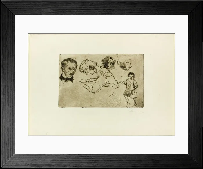 Framed Print : Sketches of Four Heads and a Child, 1907. Creator: Umberto Boccioni Framed Print : Sketches of Four Heads and a Child, 1907. Creator: Umberto Boccioni