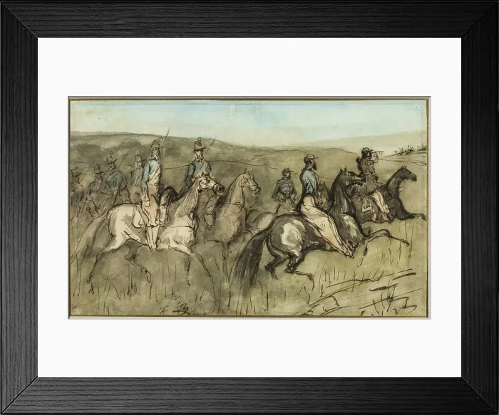 Framed Print : Cavalry Exercise in a Meadow, n.d. Creator: Constantin Guys Framed Print : Cavalry Exercise in a Meadow, n.d. Creator: Constantin Guys