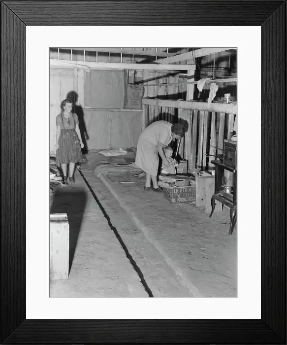 Framed Print : Family of migratory cotton pickers, originally from Oklahoma, Kern County, California, 1938. Creator: Dorothea Lange Framed Print : Family of migratory cotton pickers, originally from Oklahoma, Kern County, California, 1938. Creator: Dorothea Lange