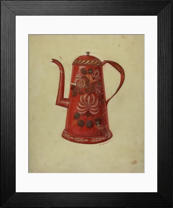 Framed Print : Toleware Coffee Pot, c. 1936. Creator: Max Soltmann Framed Print : Toleware Coffee Pot, c. 1936. Creator: Max Soltmann