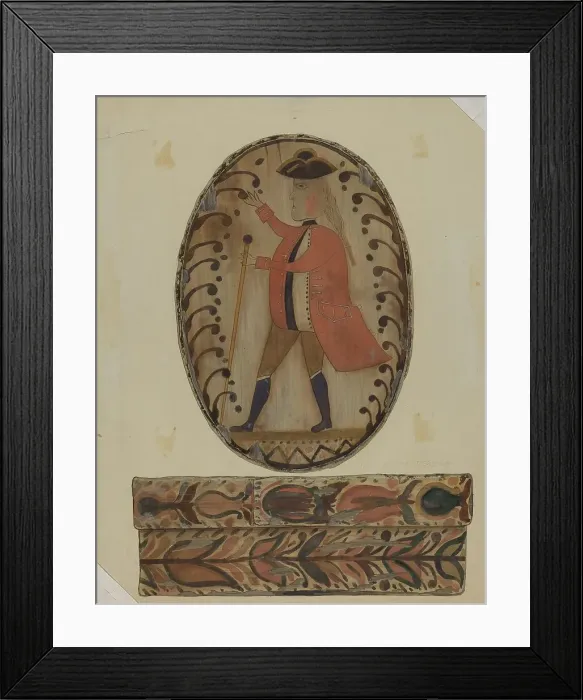 Framed Print : Pa. German Painted Wooden Box, c. 1937. Creator: Elmer G Anderson Framed Print : Pa. German Painted Wooden Box, c. 1937. Creator: Elmer G Anderson