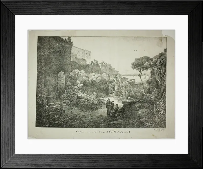 Framed Print : View From the Second Terrace of the Villa d'est at Tivoli, 1817. Creator: Claude Thiénon Framed Print : View From the Second Terrace of the Villa d'est at Tivoli, 1817. Creator: Claude Thiénon