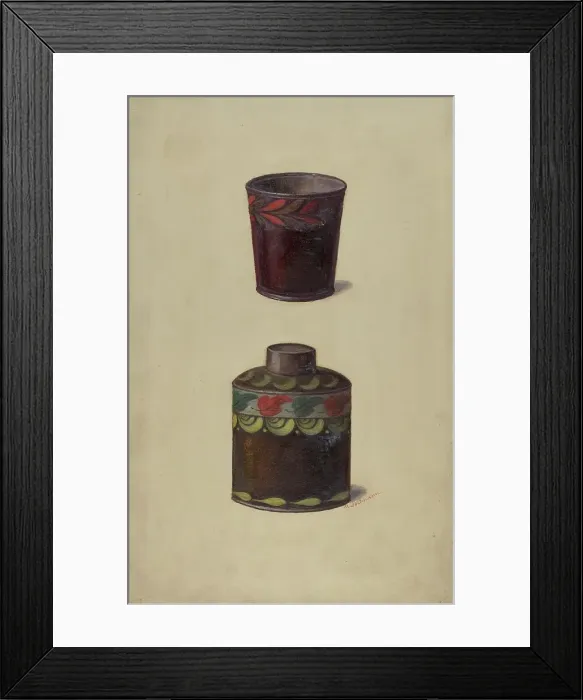 Framed Print : Toleware Tin Cannister, c. 1937. Creator: Max Soltmann Framed Print : Toleware Tin Cannister, c. 1937. Creator: Max Soltmann