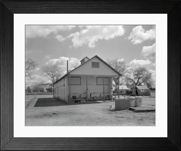 Framed Print : Utility units at Marysville resettlement camp, California, 1936. Creator: Dorothea Lange Framed Print : Utility units at Marysville resettlement camp, California, 1936. Creator: Dorothea Lange