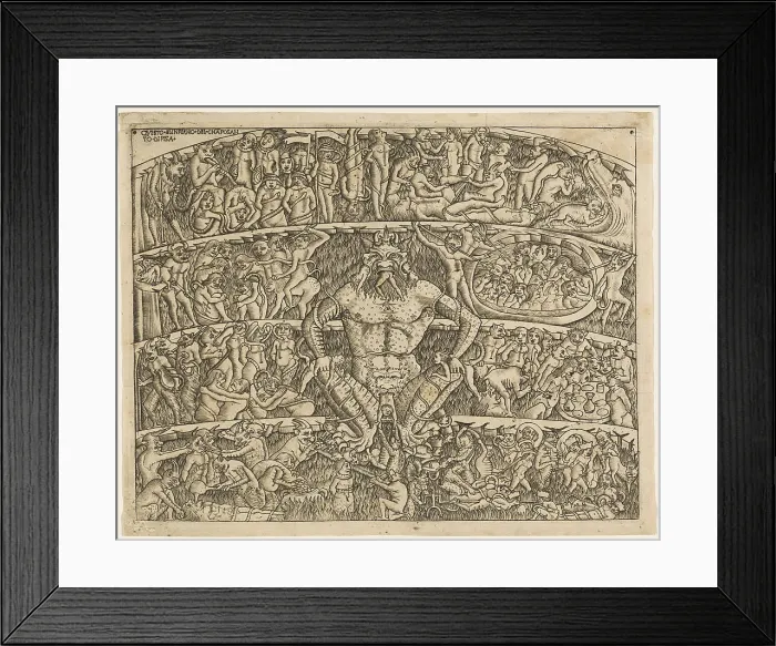 Framed Print : The Inferno According to Dante, from the Campo Santo Frescos in Pisa, 1480 / 1500. Creators: Unknown, Baccio Baldini Framed Print : The Inferno According to Dante, from the Campo Santo Frescos in Pisa, 1480 / 1500. Creators: Unknown, Baccio Baldini