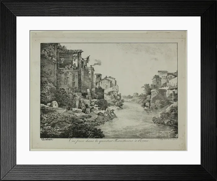Framed Print : View in the Trastevere Quarter, Rome, 1817. Creator: Claude Thiénon Framed Print : View in the Trastevere Quarter, Rome, 1817. Creator: Claude Thiénon