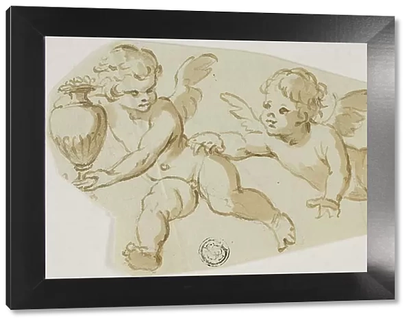 Putto Chasing Another Putto Carrying a Vase, n.d. Creator: Unknown