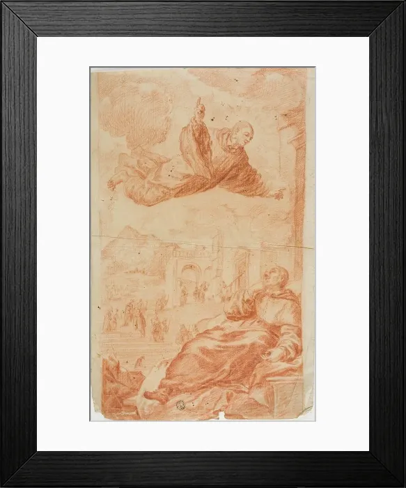 Framed Print : Saint Appearing to Sleeping Monk, n.d. Creator: Unknown Framed Print : Saint Appearing to Sleeping Monk, n.d. Creator: Unknown