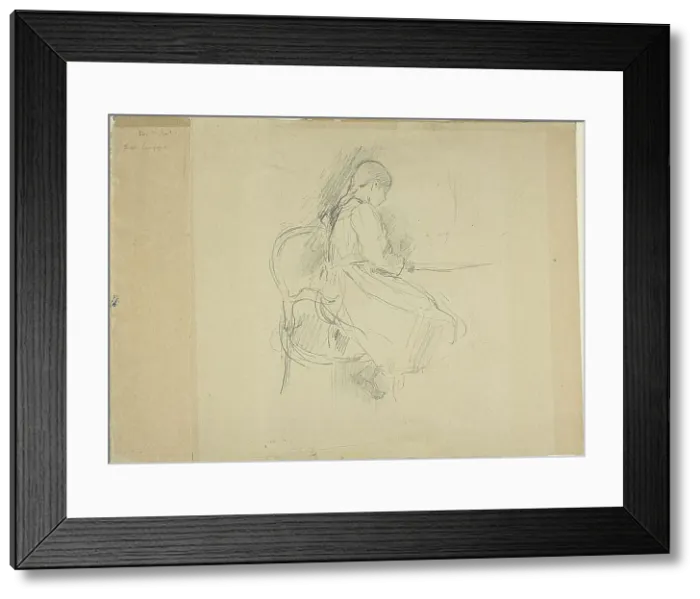 Framed Print : Young Girl Seated at a Table, n.d. Creator: Berthe Morisot Framed Print : Young Girl Seated at a Table, n.d. Creator: Berthe Morisot