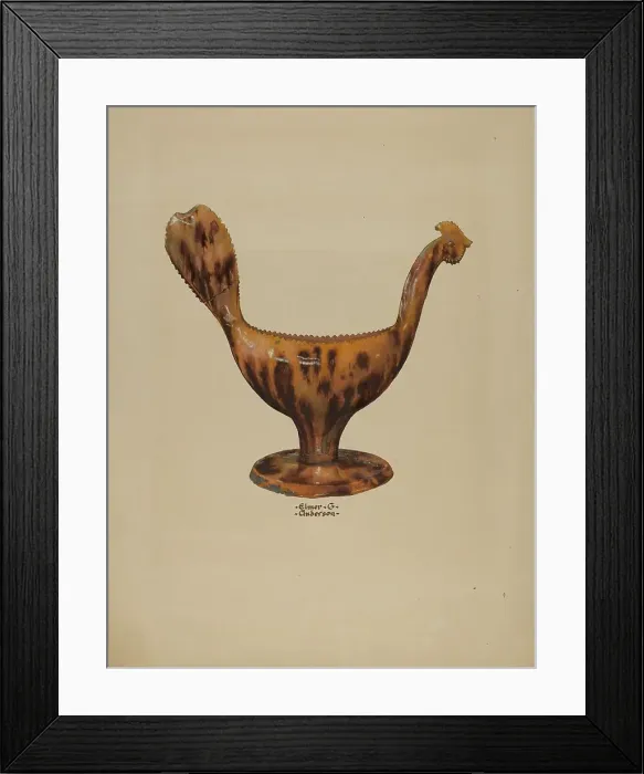 Framed Print : Pa. German Gravy Boat, c. 1938. Creator: Elmer G Anderson Framed Print : Pa. German Gravy Boat, c. 1938. Creator: Elmer G Anderson