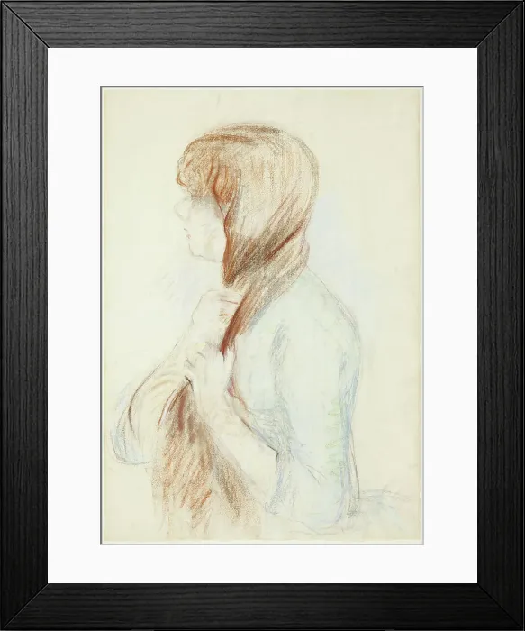 Framed Print : Girl Plaiting her Hair (La Natte), 1894. Creator: Berthe Morisot Framed Print : Girl Plaiting her Hair (La Natte), 1894. Creator: Berthe Morisot