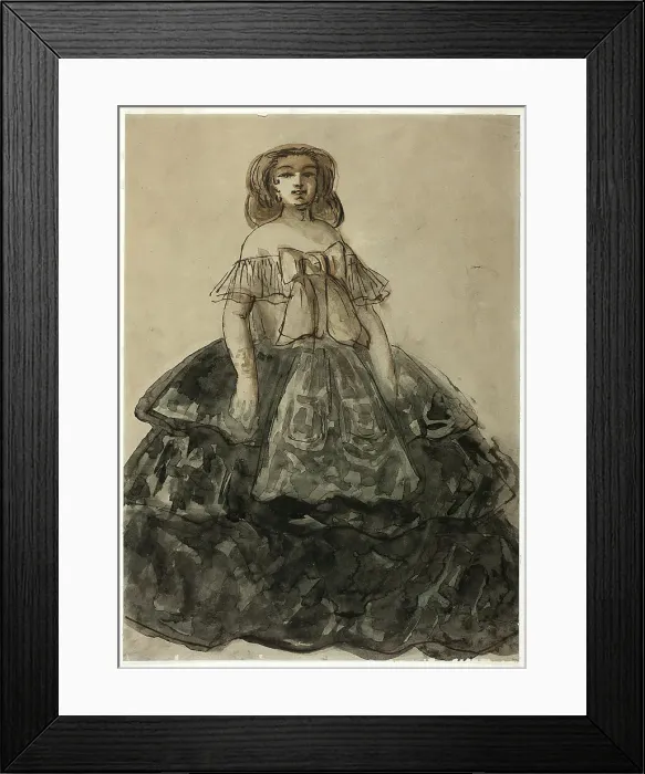 Framed Print : Standing Woman, c. 1870–1875. Creator: Constantin Guys Framed Print : Standing Woman, c. 1870–1875. Creator: Constantin Guys