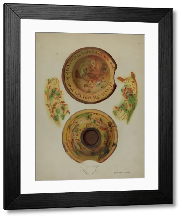 Framed Print : Pa. German Shaving Basin, c. 1937. Creator: Charlotte Angus Framed Print : Pa. German Shaving Basin, c. 1937. Creator: Charlotte Angus