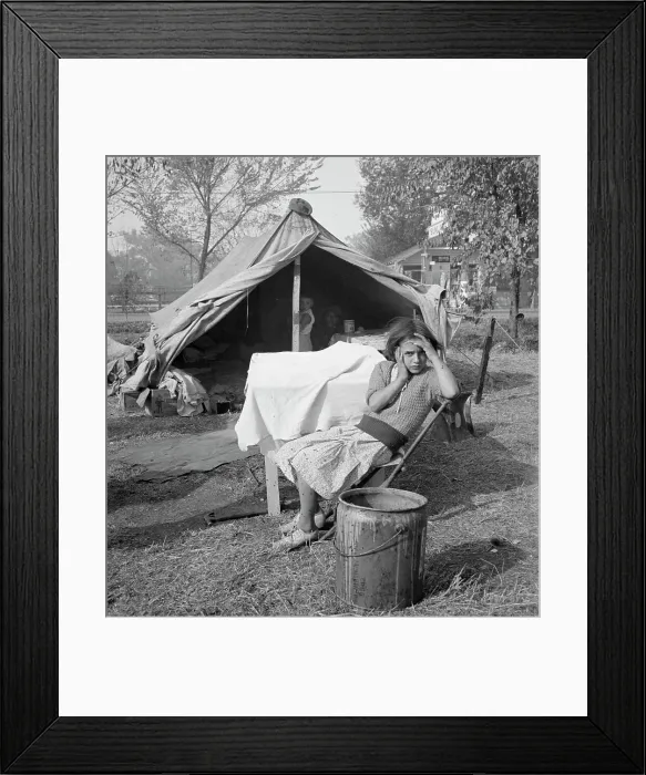 Framed Print : Children and home of migratory cotton workers, southern San Joaquin Valley, California, 1936. Creator: Dorothea Lange Framed Print : Children and home of migratory cotton workers, southern San Joaquin Valley, California, 1936. Creator: Dorothea Lange