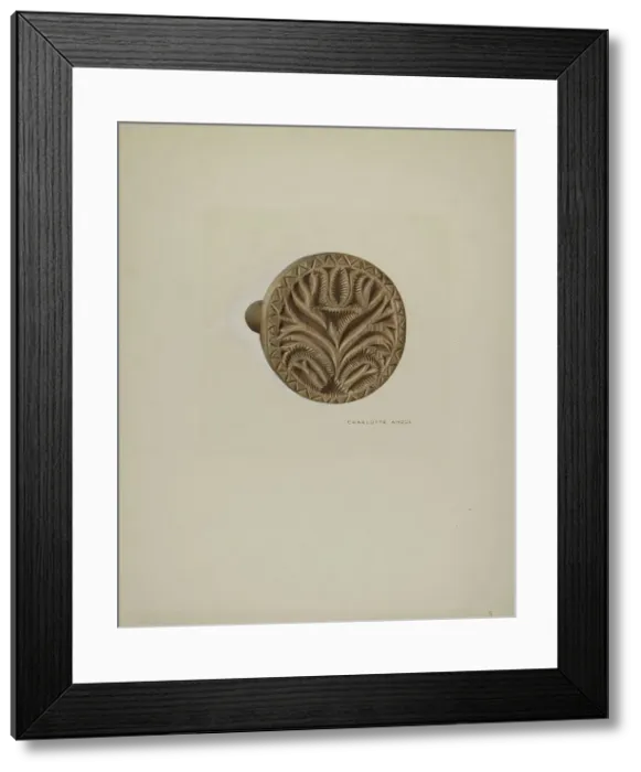 Framed Print : Pa. German Butter Mold, c. 1938. Creator: Charlotte Angus Framed Print : Pa. German Butter Mold, c. 1938. Creator: Charlotte Angus