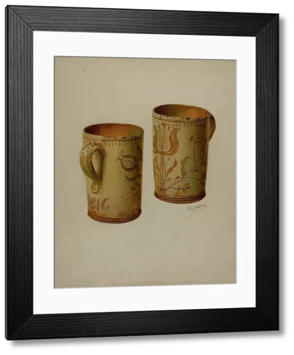 Framed Print : Pa. German Drinking Mug, c. 1938. Creator: William L. Antrim Framed Print : Pa. German Drinking Mug, c. 1938. Creator: William L. Antrim