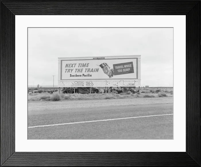 Framed Print : Billboard along U.S. 99...three destitute families...Kern County, CA, 1938. Creator: Dorothea Lange Framed Print : Billboard along U.S. 99...three destitute families...Kern County, CA, 1938. Creator: Dorothea Lange