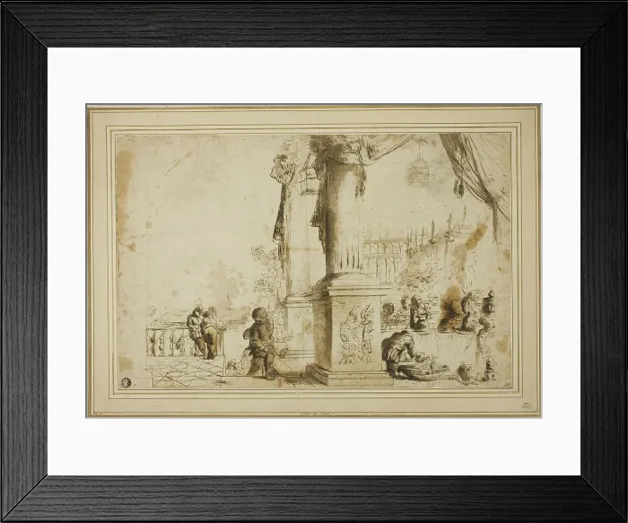 Framed Print : Banquet Scene on Terrace, n.d. Creator: Unknown