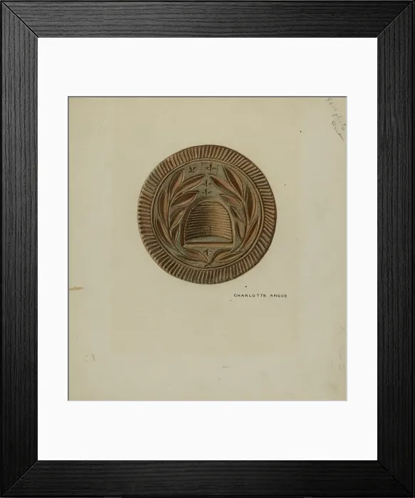 Framed Print : Pa. German Butter Mold, c. 1938. Creator: Charlotte Angus