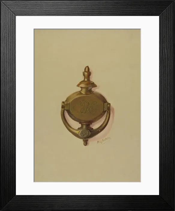 Framed Print : Door Knocker, c. 1937. Creator: William L. Antrim Framed Print : Door Knocker, c. 1937. Creator: William L. Antrim