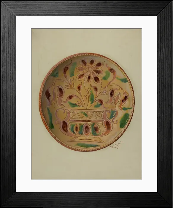 Framed Print : Pa. German Pie Dish, c. 1937. Creator: William L. Antrim Framed Print : Pa. German Pie Dish, c. 1937. Creator: William L. Antrim