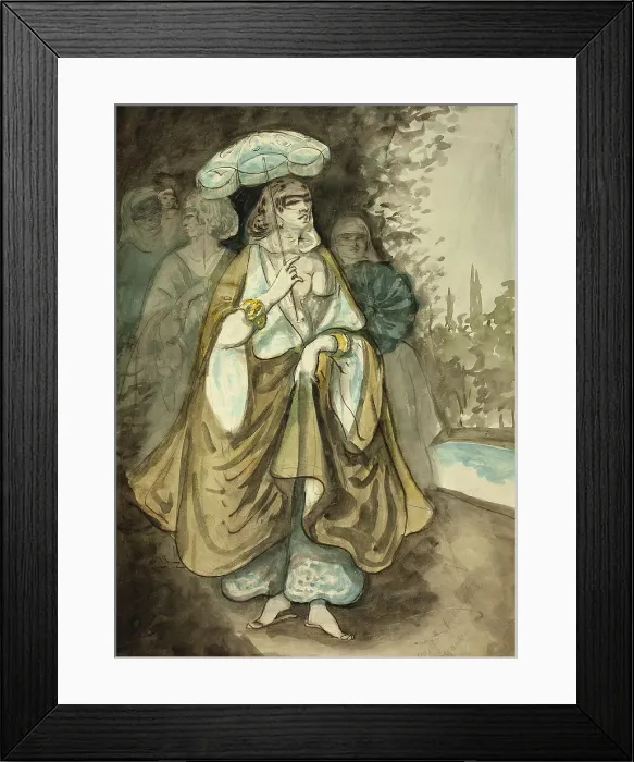 Framed Print : One of the Ladies of the Harem (recto); Fragment of a Landscape (verso), 1854 / 56. Creator: Constantin Guys Framed Print : One of the Ladies of the Harem (recto); Fragment of a Landscape (verso), 1854 / 56. Creator: Constantin Guys