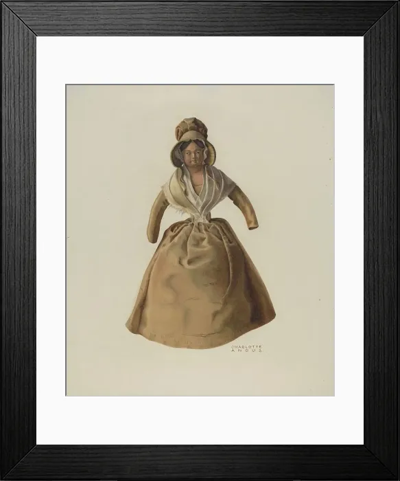 Framed Print : Quaker Doll, c. 1940. Creator: Charlotte Angus Framed Print : Quaker Doll, c. 1940. Creator: Charlotte Angus