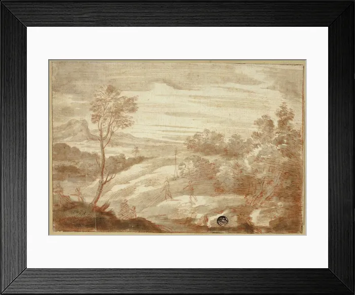 Framed Print : Wooded Landscape with Figures, 17th century. Creator: Unknown Framed Print : Wooded Landscape with Figures, 17th century. Creator: Unknown