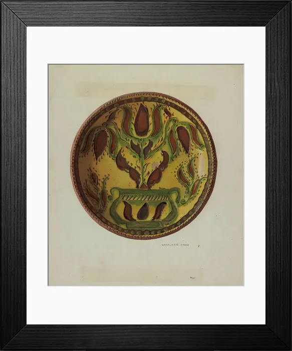Framed Print : Pa. German Plate, c. 1938. Creator: Charlotte Angus Framed Print : Pa. German Plate, c. 1938. Creator: Charlotte Angus
