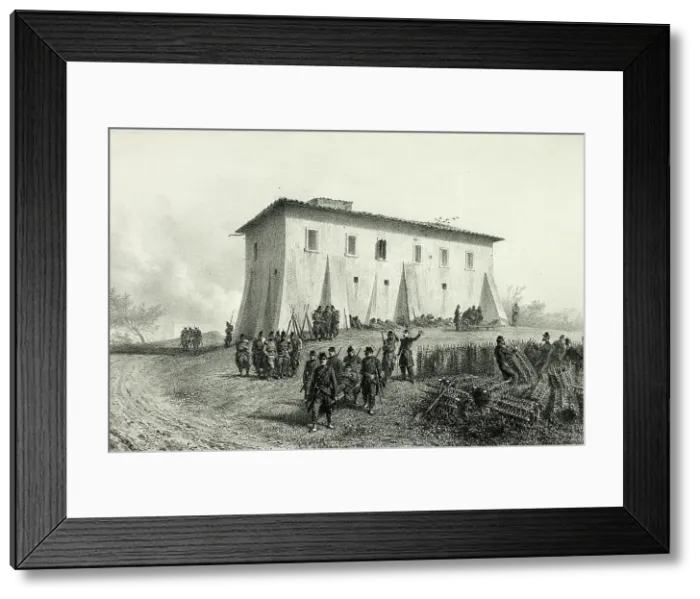 Framed Print : House of Six Green Shutters, from Souvenirs d'Italie: Expédition de Rome, 1858. Creator: Auguste Raffet Framed Print : House of Six Green Shutters, from Souvenirs d'Italie: Expédition de Rome, 1858. Creator: Auguste Raffet