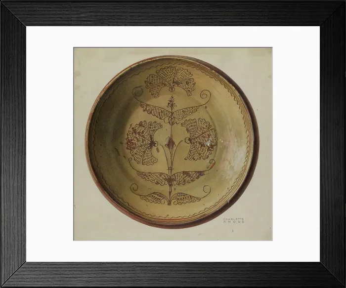 Framed Print : Pa. German Pie Dish, c. 1940. Creator: Charlotte Angus Framed Print : Pa. German Pie Dish, c. 1940. Creator: Charlotte Angus
