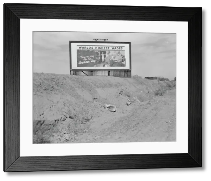 Framed Print : Billboard on U.S. Highway 99 in California, 1937. Creator: Dorothea Lange Framed Print : Billboard on U.S. Highway 99 in California, 1937. Creator: Dorothea Lange