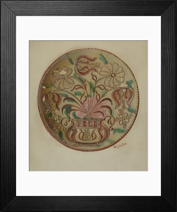 Framed Print : Pa. German Plate, c. 1936. Creator: William L. Antrim Framed Print : Pa. German Plate, c. 1936. Creator: William L. Antrim