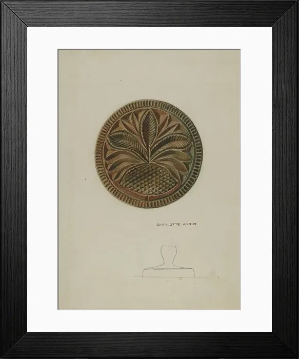 Framed Print : Pa. German Butter Mold, c. 1938. Creator: Charlotte Angus Framed Print : Pa. German Butter Mold, c. 1938. Creator: Charlotte Angus