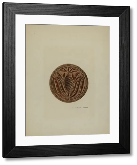 Framed Print : Pa. German Butter Mold, c. 1938. Creator: Charlotte Angus Framed Print : Pa. German Butter Mold, c. 1938. Creator: Charlotte Angus