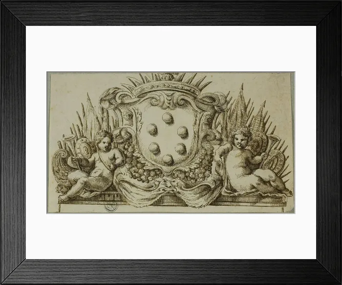 Framed Print : Medici Coat of Arms Flanked by Putti, n.d. Creator: Unknown Framed Print : Medici Coat of Arms Flanked by Putti, n.d. Creator: Unknown