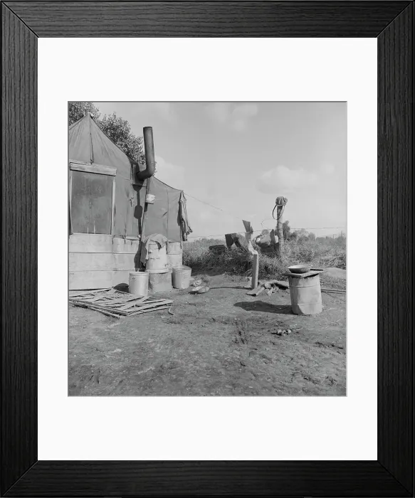 Framed Print : Living conditions of migrant agricultural workers, Tulare County, California, 1938. Creator: Dorothea Lange Framed Print : Living conditions of migrant agricultural workers, Tulare County, California, 1938. Creator: Dorothea Lange