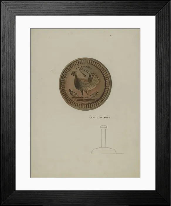 Framed Print : Pa. German Butter Mold, c. 1938. Creator: Charlotte Angus Framed Print : Pa. German Butter Mold, c. 1938. Creator: Charlotte Angus