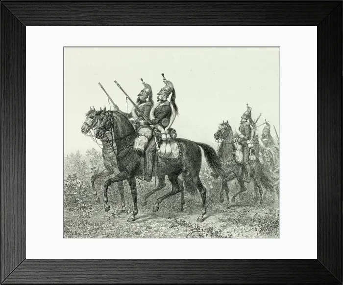 Framed Print : 11th dragoons advance guard, from Souvenirs d'Italie: Expédition de Rome, 1854. Creator: Auguste Raffet Framed Print : 11th dragoons advance guard, from Souvenirs d'Italie: Expédition de Rome, 1854. Creator: Auguste Raffet
