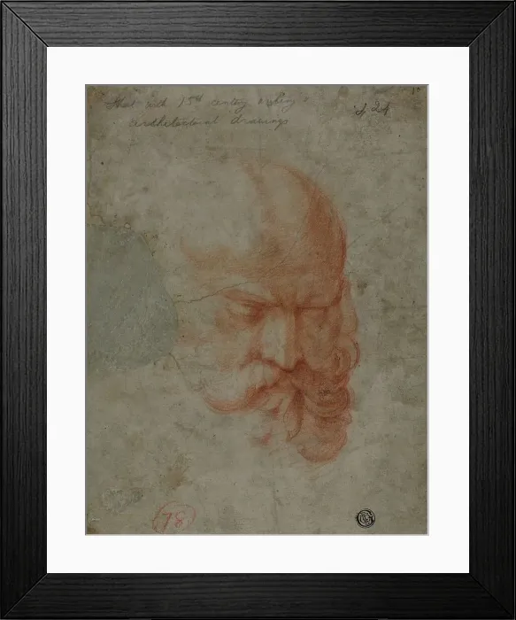 Framed Print : Head of a Bearded Man (recto) Sketches of Architectural Details (verso), n.d. Creator: Unknown Framed Print : Head of a Bearded Man (recto) Sketches of Architectural Details (verso), n.d. Creator: Unknown