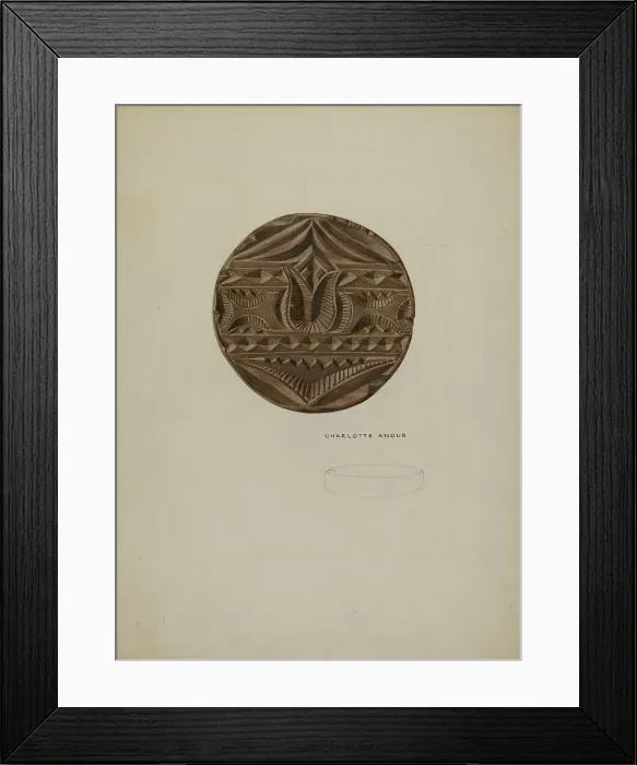 Framed Print : Pa. German Butter Mold, c. 1938. Creator: Charlotte Angus