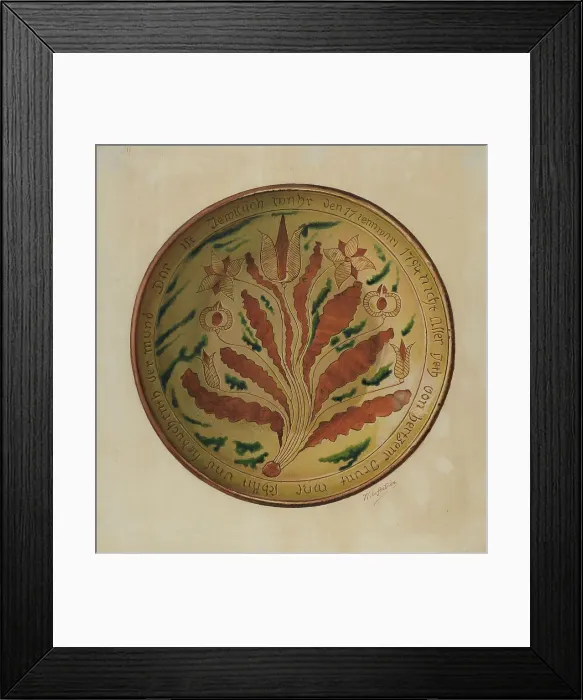 Framed Print : Pa. German Plate, c. 1940. Creator: William L. Antrim Framed Print : Pa. German Plate, c. 1940. Creator: William L. Antrim