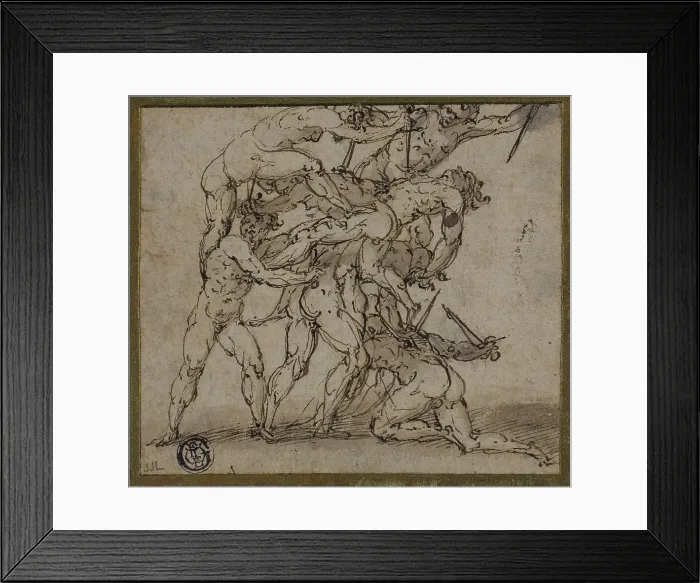 Framed Print : Male Nudes Locked in Combat with Daggers, n.d. Creator: Unknown Framed Print : Male Nudes Locked in Combat with Daggers, n.d. Creator: Unknown