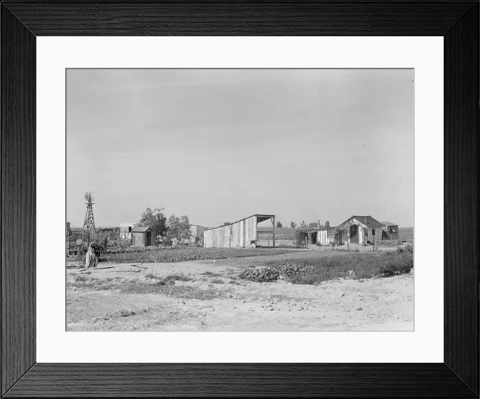 Framed Print : Family from Arkansas with large vegetable garden and small house, Tulare County, California, 1938. Creator: Dorothea Lange Framed Print : Family from Arkansas with large vegetable garden and small house, Tulare County, California, 1938. Creator: Dorothea Lange