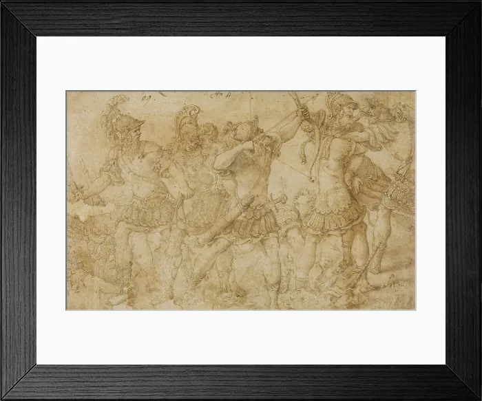 Framed Print : Fighting Warriors, c.1540. Creator: Unknown Framed Print : Fighting Warriors, c.1540. Creator: Unknown