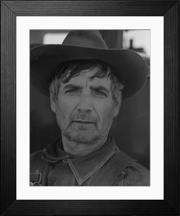 Framed Print : Former tenant farmer from Texas now working in California as a pea picker, Nipomo, California, 1937. Creator: Dorothea Lange Framed Print : Former tenant farmer from Texas now working in California as a pea picker, Nipomo, California, 1937. Creator: Dorothea Lange