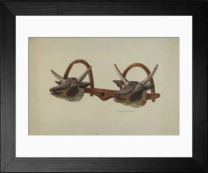 Framed Print : Hat Rack (Shaped Like Ox Yoke), c. 1939. Creator: Charlotte Angus Framed Print : Hat Rack (Shaped Like Ox Yoke), c. 1939. Creator: Charlotte Angus