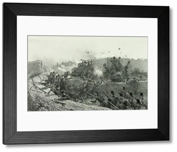 Framed Print : Sortie of the Roman garrison... from Souvenirs d'Italie: Expédition de Rome, 1854. Creator: Auguste Raffet Framed Print : Sortie of the Roman garrison... from Souvenirs d'Italie: Expédition de Rome, 1854. Creator: Auguste Raffet