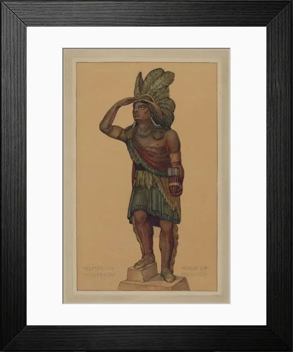 Framed Print : Cigar Store Indian, c. 1936. Creator: Elmer G Anderson Framed Print : Cigar Store Indian, c. 1936. Creator: Elmer G Anderson