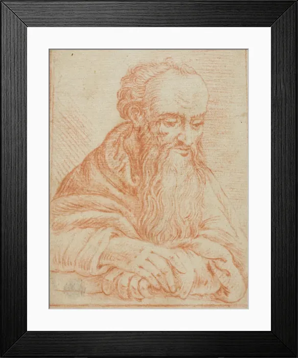 Framed Print : Half-Length Sketch of Bearded Man Leaning on Sill or Table, n.d. Creator: Unknown Framed Print : Half-Length Sketch of Bearded Man Leaning on Sill or Table, n.d. Creator: Unknown